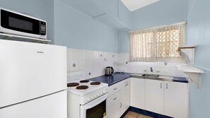 Fridge, microwave, oven, toaster