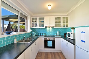 Fridge, microwave, oven, toaster