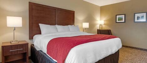 Premium bedding, pillow-top beds, desk, blackout curtains