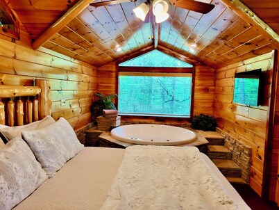Enchanted Forest Hilltop Hideaway- 1 bedroom Cabin with Jacuzzi tub! Hiking Trail & Cave on property!