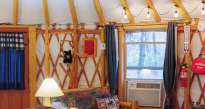 Blue yurt, out in the woods! Unplugged, you are out in nature away from it all.