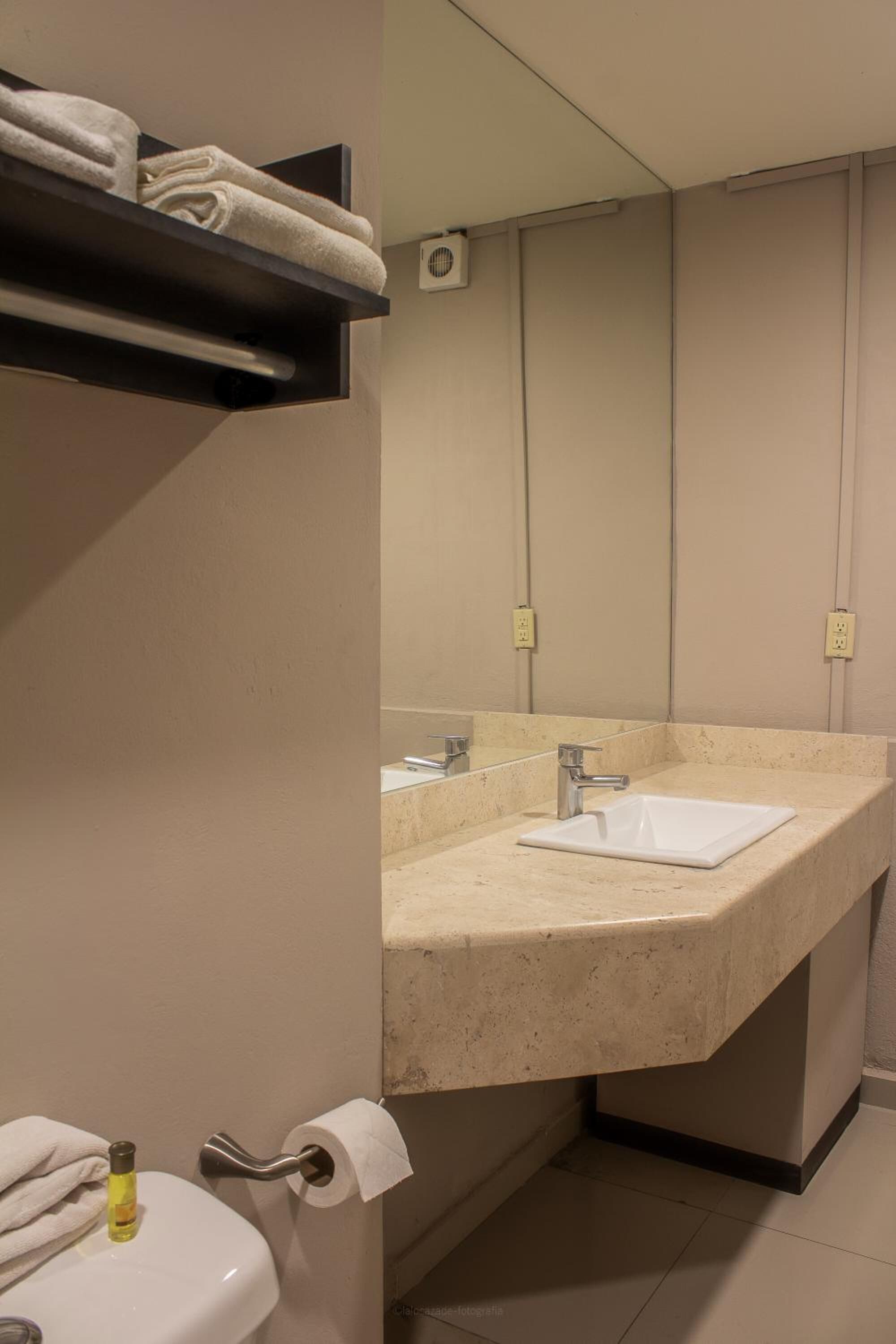 shower, rainfall showerhead, hair dryer, towels