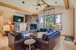 TV, fireplace, DVD player, offices