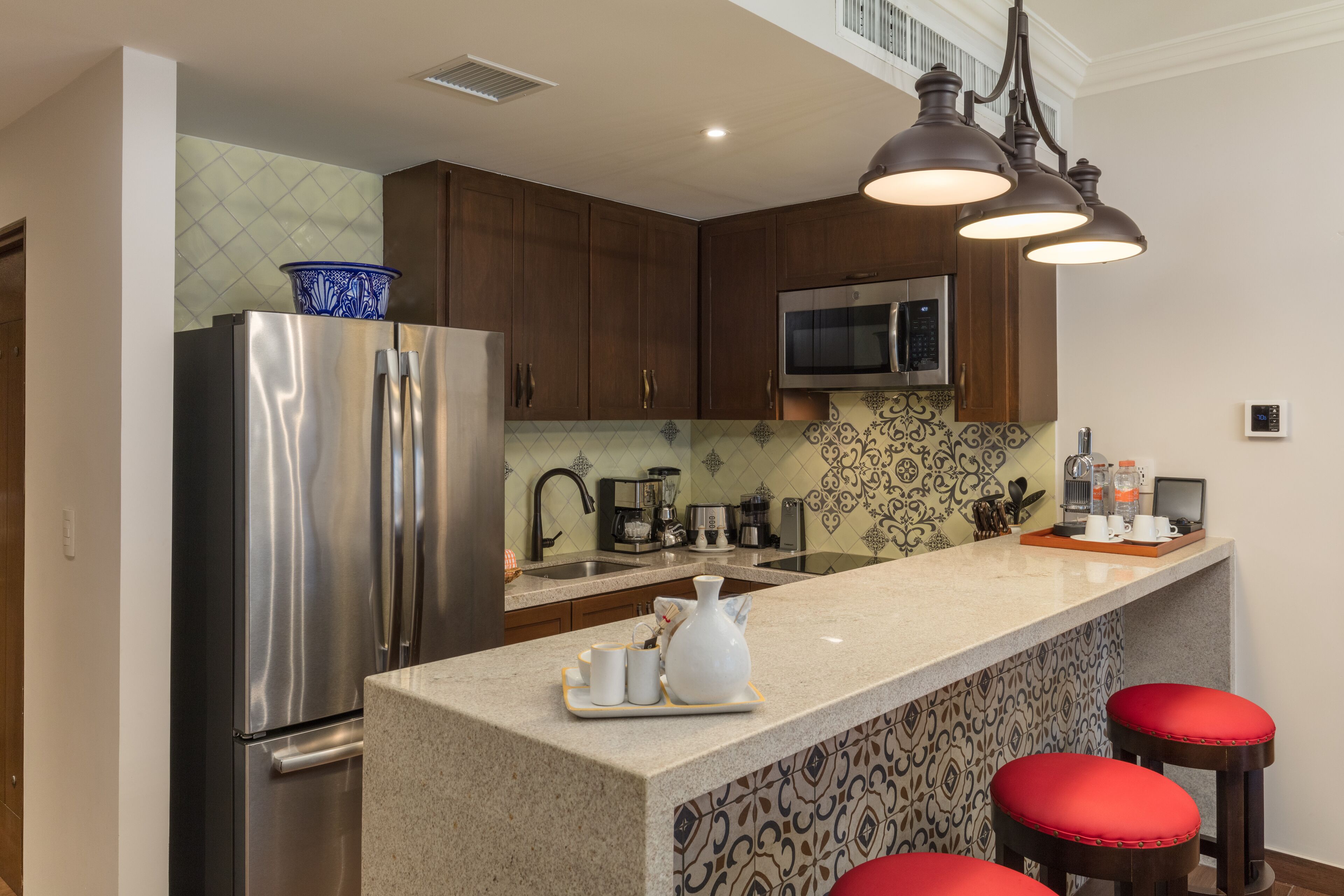 one bedroom suite ocean view | private kitchen | fridge, microwave, stovetop, espresso maker