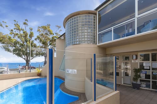 Outdoor pool, a heated pool, pool loungers