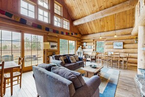 TV, fireplace, video games, table football