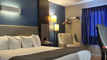 Blackout drapes, free WiFi, bed sheets