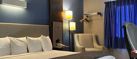 Blackout curtains, free WiFi, bed sheets