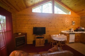TV, fireplace, DVD player - Tranquil Cabin- Perched on Mountain Top boasting jacuzzi for two and expansive deck with views! Trail & Cave on Property! (Eureka Springs)