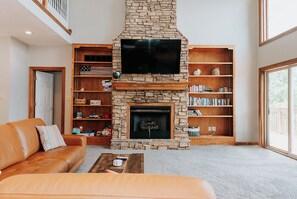 Smart TV, fireplace, video games, ping pong