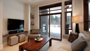 Télévision, cheminée, espaces bureaux