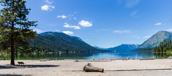 Cozy, dog-friendly cabin w/ a great deck, partial lake views, & beach access