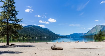 Cozy, dog-friendly cabin w/ a great deck, partial lake views, & beach access