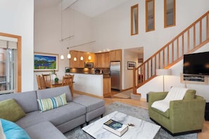 TV, fireplace, offices