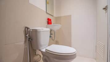 Shower, free toiletries, towels