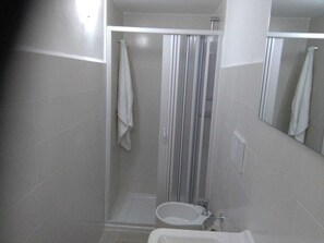 Hair dryer, towels, toilet paper