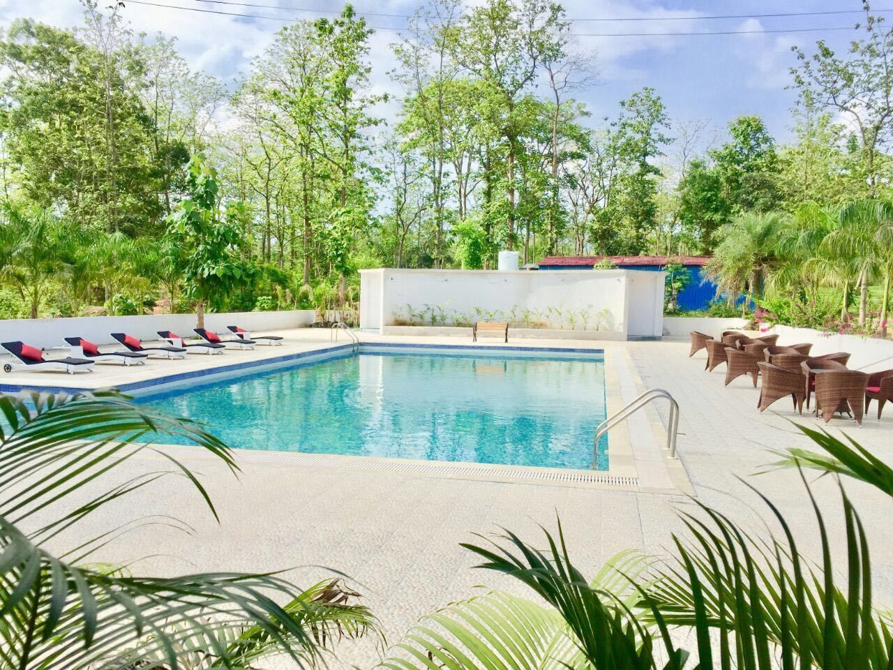 Una piscina al aire libre