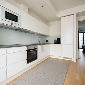 City Apartment, Sauna, City View | Private kitchen