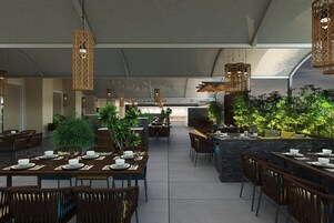 Breakfast, lunch and dinner served