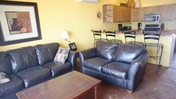 TV, DVD player, books, stereo