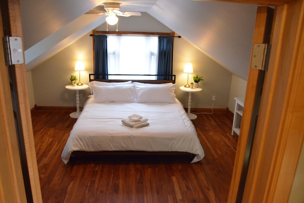The master boasts a brand new Tuft & Needle king bed, a reading nook + patio.