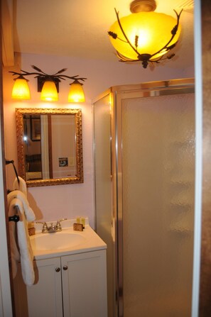 Secadora de cabello, toallas, jabón, shampoo 