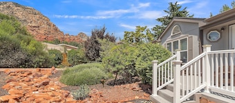 Experience breathtaking views at Sedona Thunder Mountain Cottage, a spacious 3-bedroom retreat.
