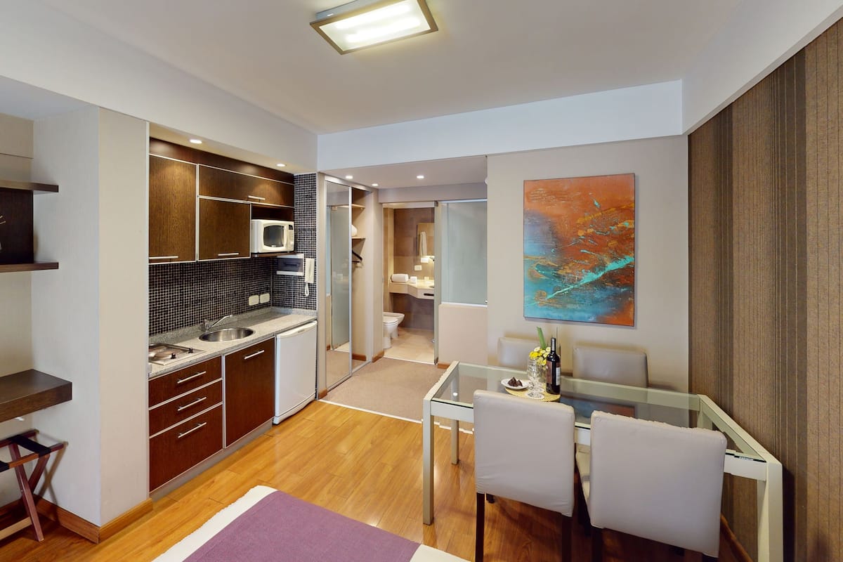 superior studio | private kitchen | mini-fridge, microwave, cookware/dishes/utensils, cleaning supplies