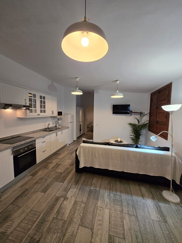 Fridge, microwave, oven, stovetop - TWO BARRANCOS (3). - 1 double bedroom, living room-kitchen, sofa-bed, bathroom. Swimming pool (Santa Cruz de Tenerife)