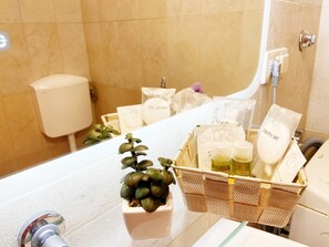Hair dryer, towels