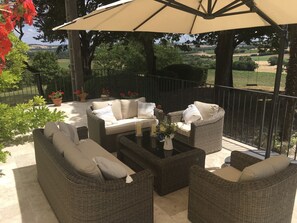 Terrace/patio - Beautiful  stone house with stunning panoramic views set in idyllic countryside. (Mansencôme)