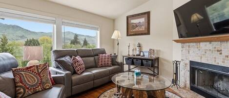 TV, fireplace