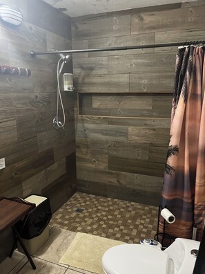 Dusche, Haartrockner, Bidet, Handtücher