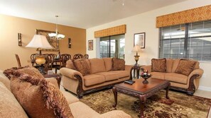 Flat-screen TV, fireplace, DVD player