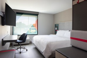 Pillow-top beds, desk, laptop workspace, blackout curtains