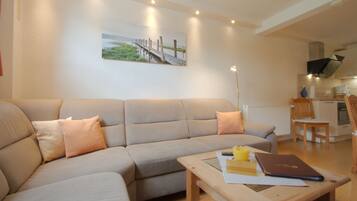 TV, DVD player, livros, aparelho de som