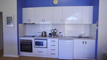 Fridge, microwave, oven, dishwasher