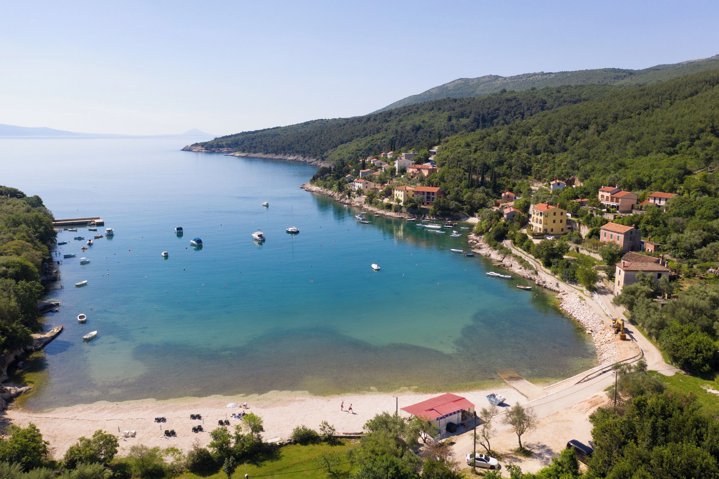 On the beach, sun loungers