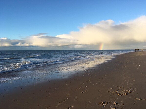 靠近海滩、沙滩椅