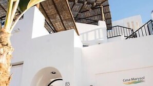 Exterior detail - 2BR · Steps to Malecón · Panoramic views ·  Private pool (Zona Central)