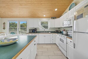 Fridge, microwave, oven, stovetop - Breaking Winds | 850 ft from the beach | Private Pool, Hot Tub | Southern Shores (Southern Shores)