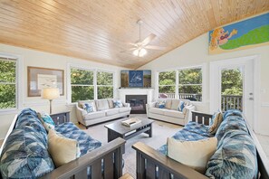 TV, DVD player - Breaking Winds | 850 ft from the beach | Private Pool, Hot Tub | Southern Shores (Southern Shores)