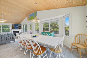Dining - Breaking Winds | 850 ft from the beach | Private Pool, Hot Tub | Southern Shores (Southern Shores)