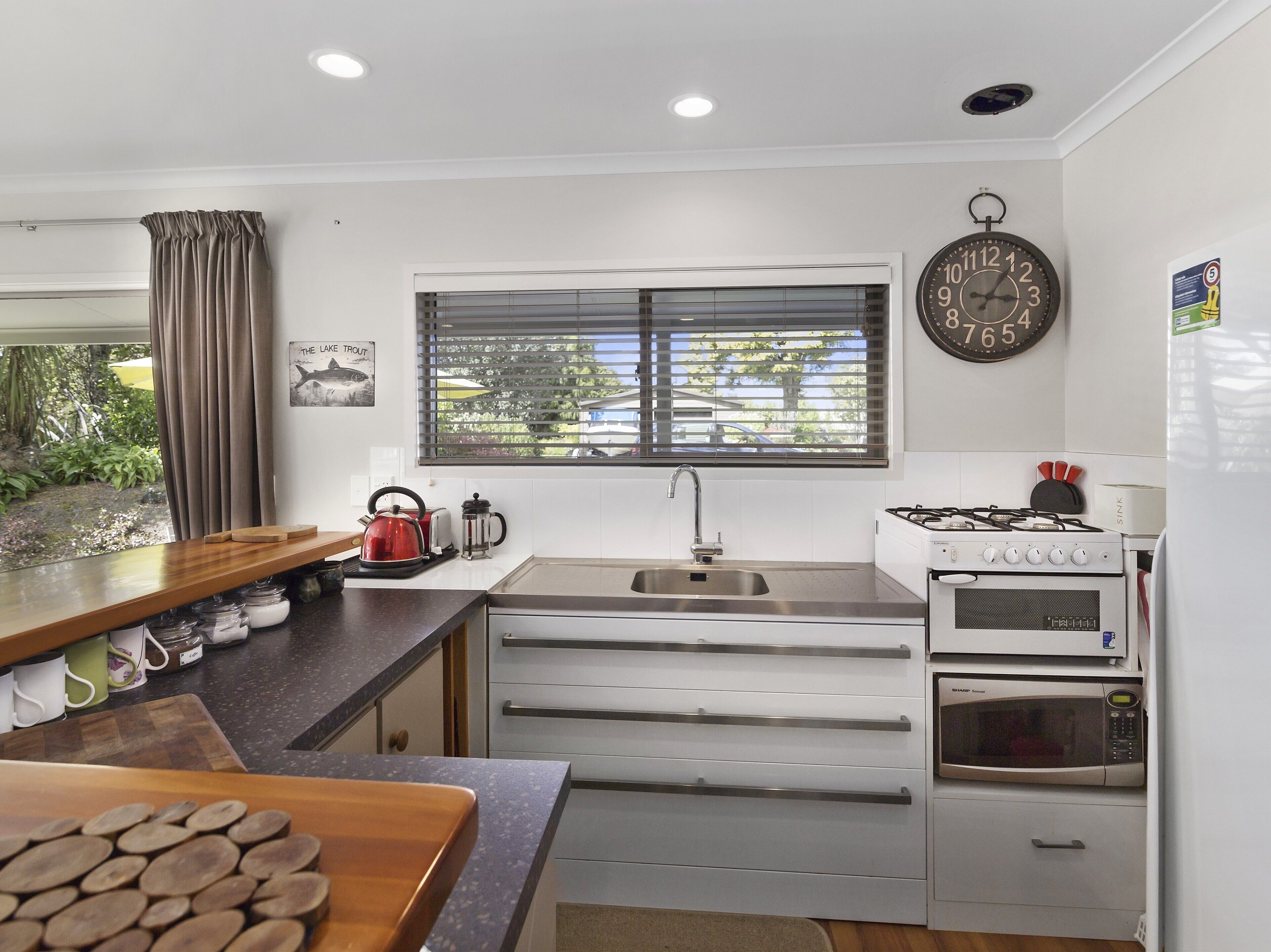 Fridge, microwave, oven, toaster