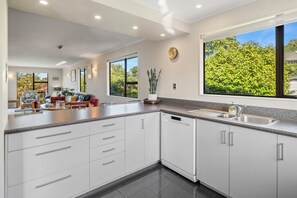 Fridge, microwave, oven, dishwasher