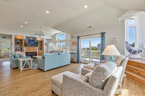 LCD TV, fireplace, DVD player, stereo - Stillwater | 98 ft from the beach | Dog Friendly, Private Pool, Hot Tub | Corolla (Corolla)