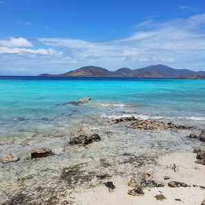 Plage à proximité, chaises longues, serviettes de plage