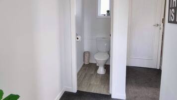 Combined shower/tub, toilet paper