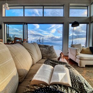 Fireplace, DVD player, table tennis, books