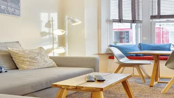 Smart TV, fireplace, DVD player